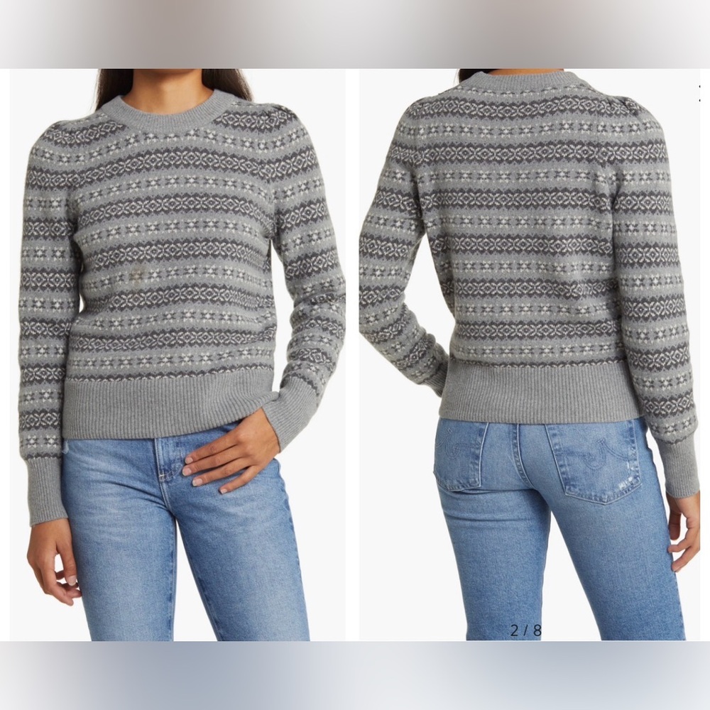 Faherty Gray Patterned Crew Neck Sweater - image 1